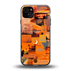 orange aesthetic back phone cover | glass case for iphone 14 plus