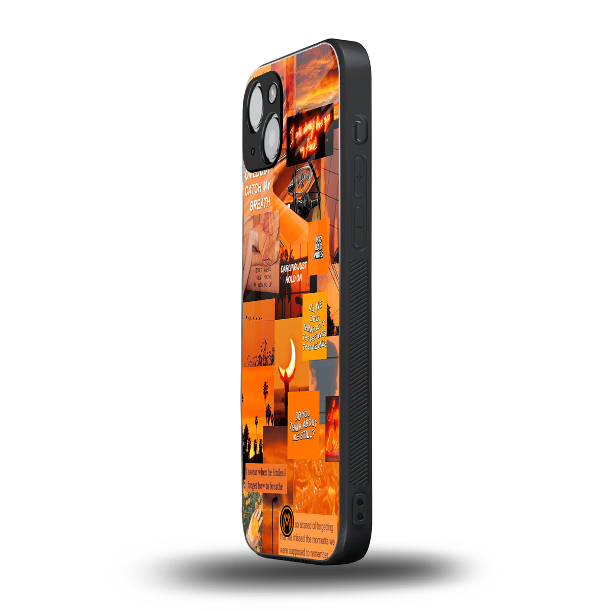 orange aesthetic back phone cover | glass case for iphone 14 plus
