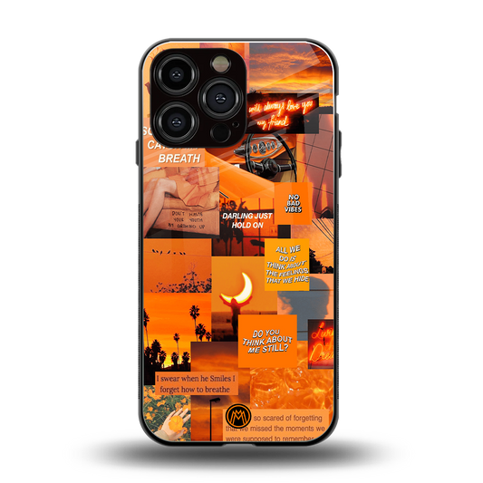 orange aesthetic back phone cover | glass case for iphone 14 pro max