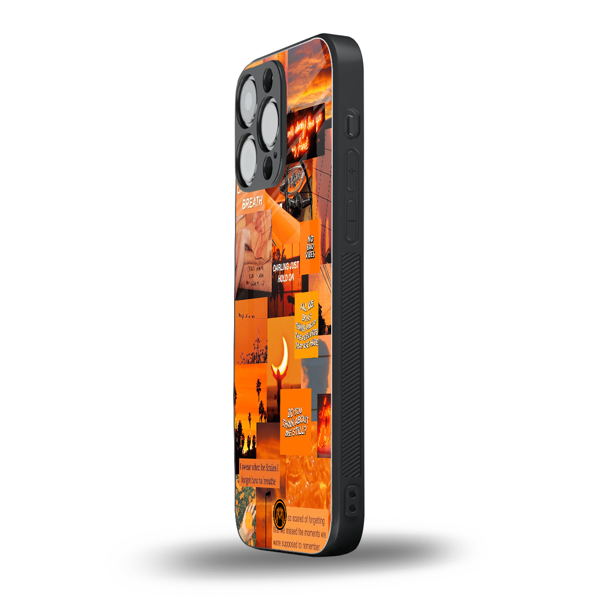orange aesthetic back phone cover | glass case for iphone 14 pro max