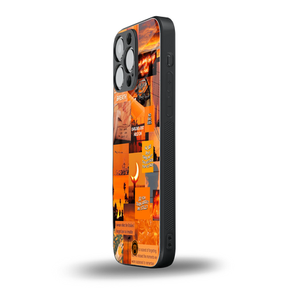 orange aesthetic back phone cover | glass case for iphone 14 pro max