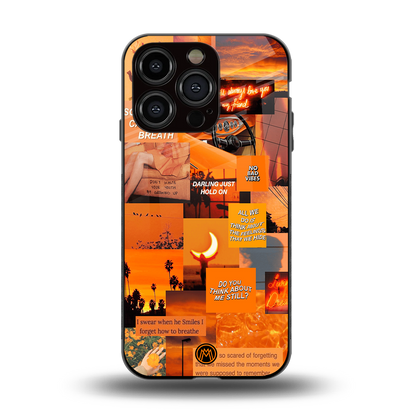 orange aesthetic back phone cover | glass case for iphone 15 pro