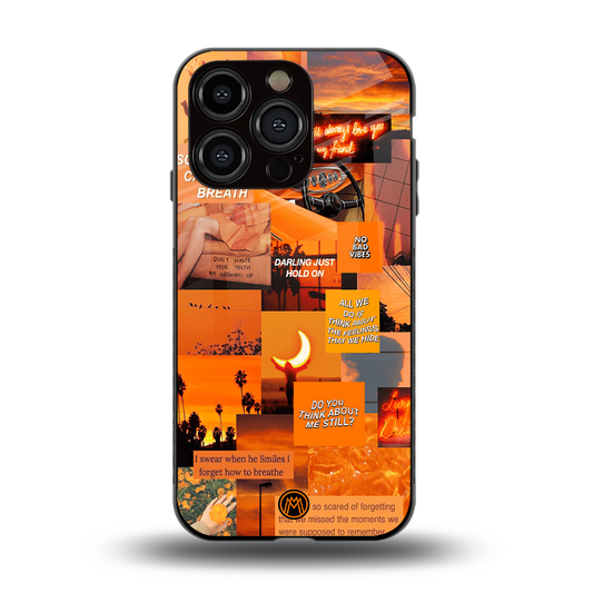 orange aesthetic back phone cover | glass case for iphone 15 pro