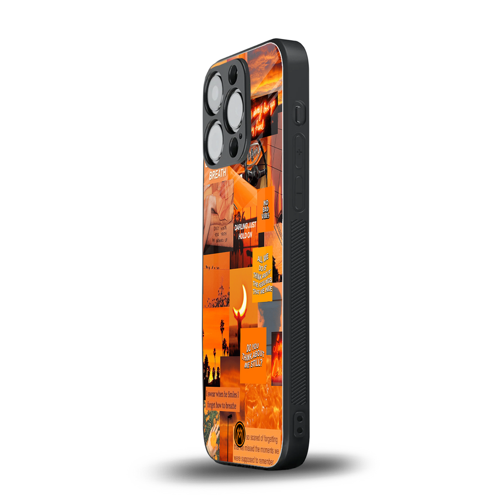 orange aesthetic back phone cover | glass case for iphone 15 pro