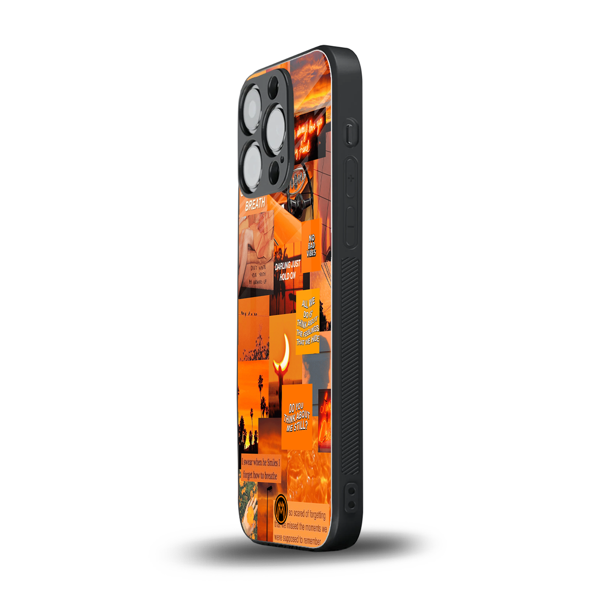 orange aesthetic back phone cover | glass case for iphone 15 pro
