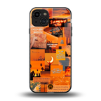 orange aesthetic back phone cover | glass case for iphone 15