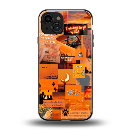 orange aesthetic back phone cover | glass case for iphone 15