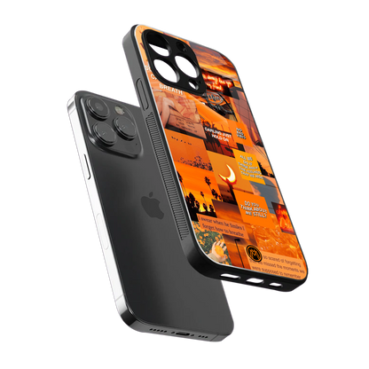 orange aesthetic back phone cover | glass case for iphone 15 pro