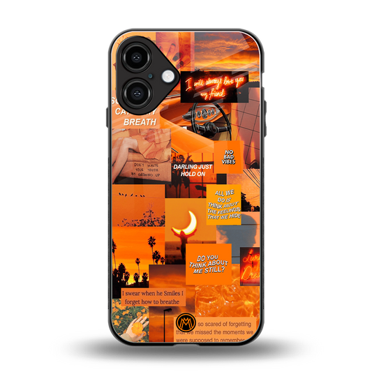 orange aesthetic back phone cover | glass case for iphone 16 plus