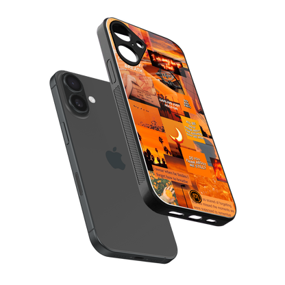 orange aesthetic back phone cover | glass case for iphone 16 plus