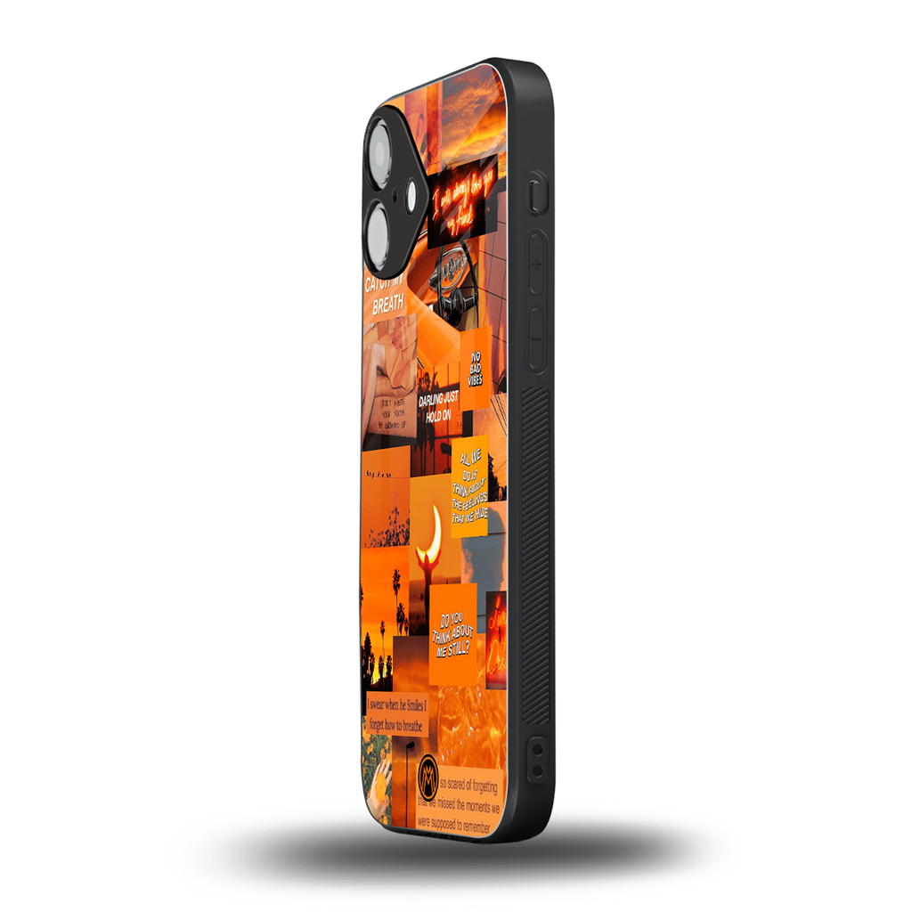 orange aesthetic back phone cover | glass case for iphone 16 plus