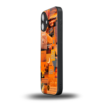 orange aesthetic back phone cover | glass case for iphone 16 plus