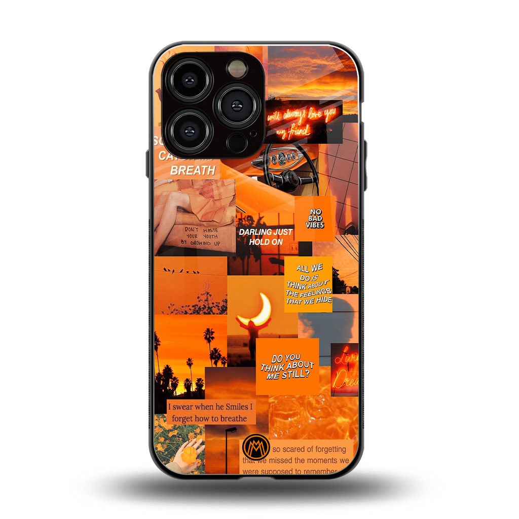 orange aesthetic back phone cover | glass case for iphone 16 pro max