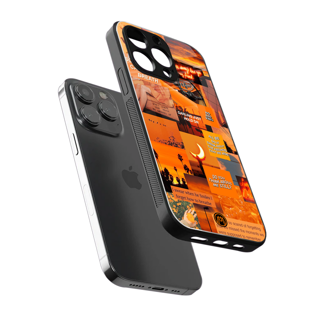 orange aesthetic back phone cover | glass case for iphone 16 pro max