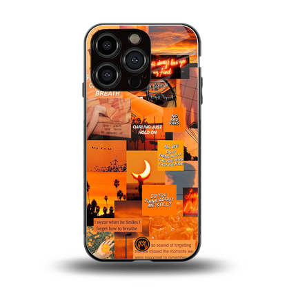 orange aesthetic back phone cover | glass case for iphone 16 pro