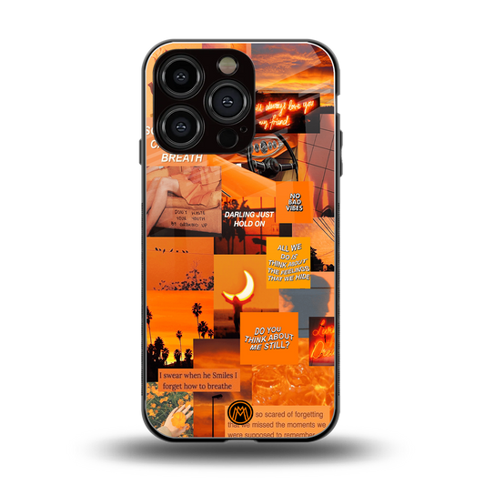 orange aesthetic back phone cover | glass case for iphone 16 pro