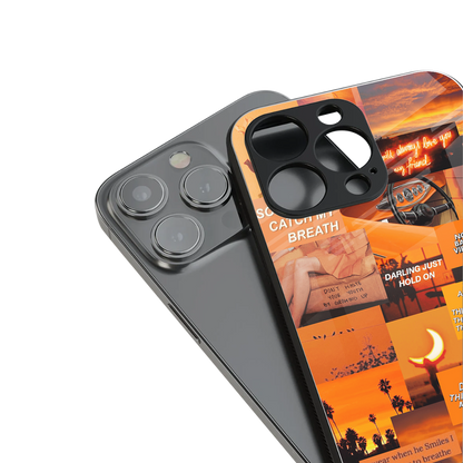 orange aesthetic back phone cover | glass case for iphone 16 pro