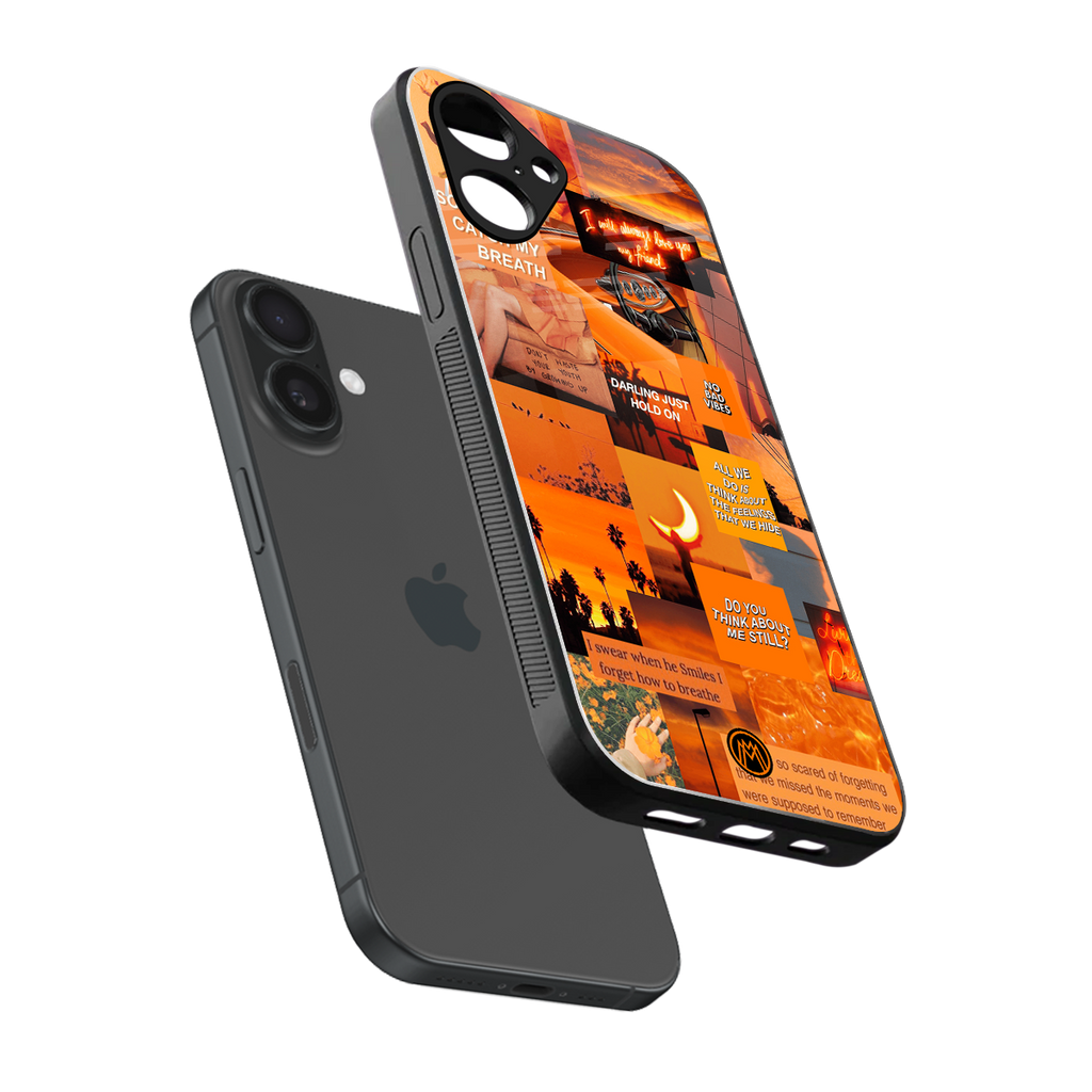 orange aesthetic back phone cover | glass case for iphone 16