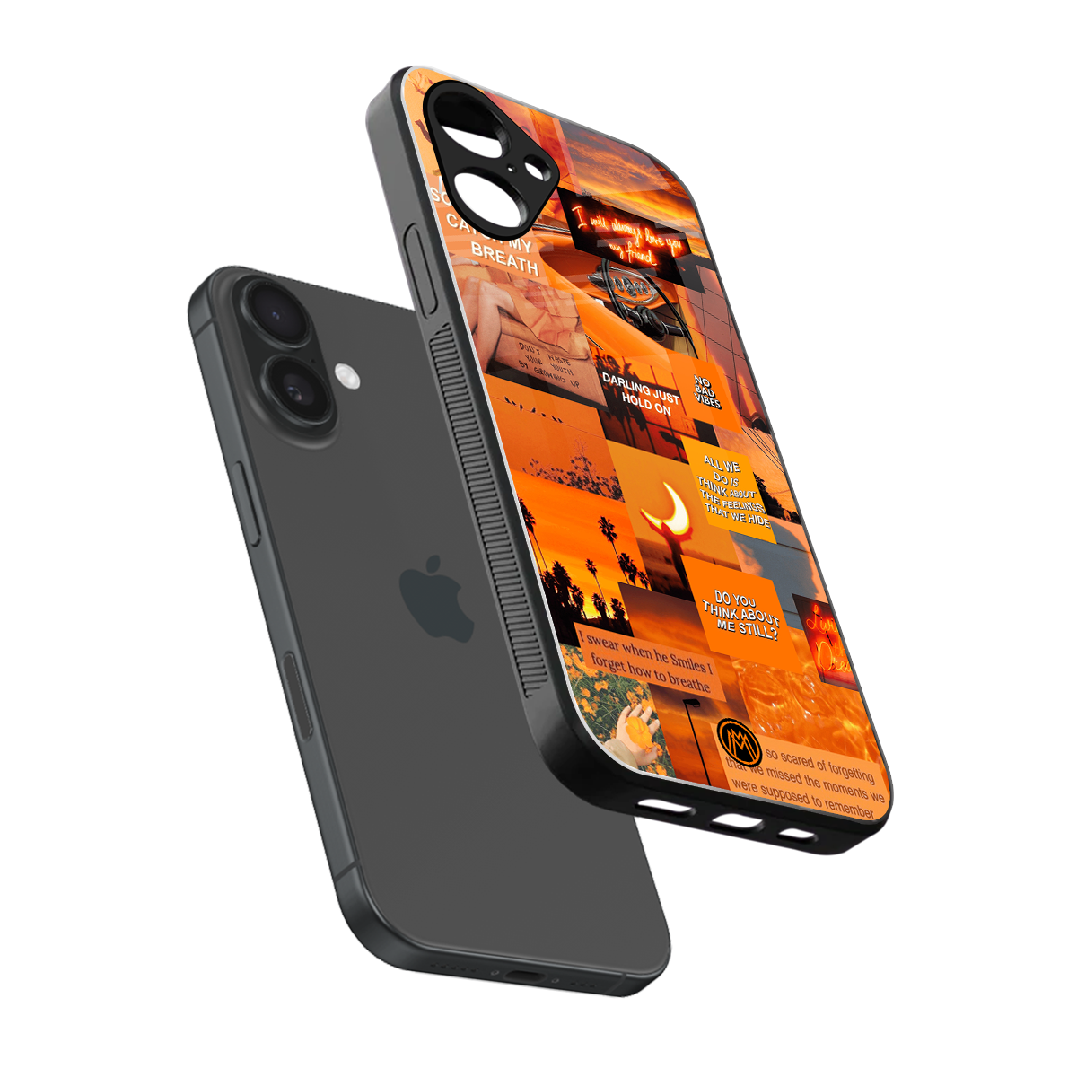 orange aesthetic back phone cover | glass case for iphone 16