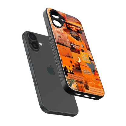 orange aesthetic back phone cover | glass case for iphone 16