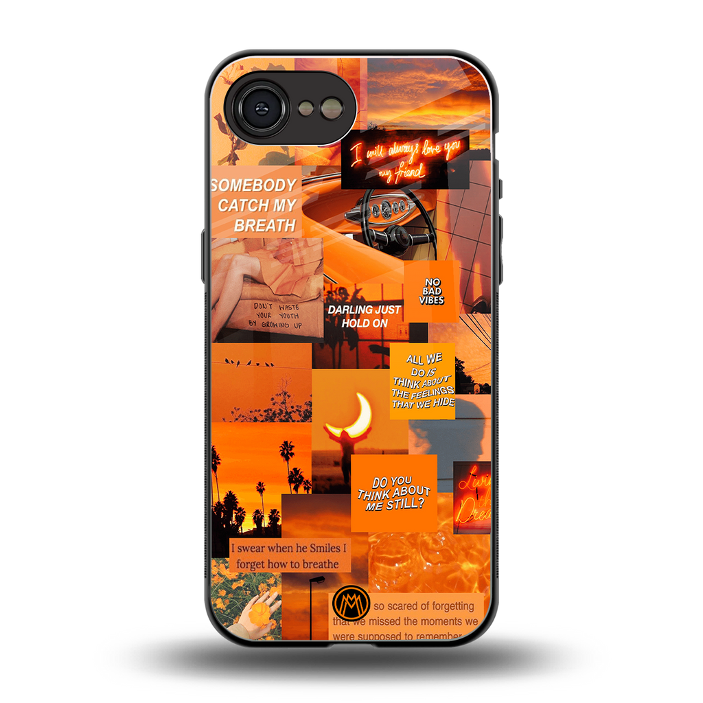 orange aesthetic back phone cover | glass case for iphone 16e