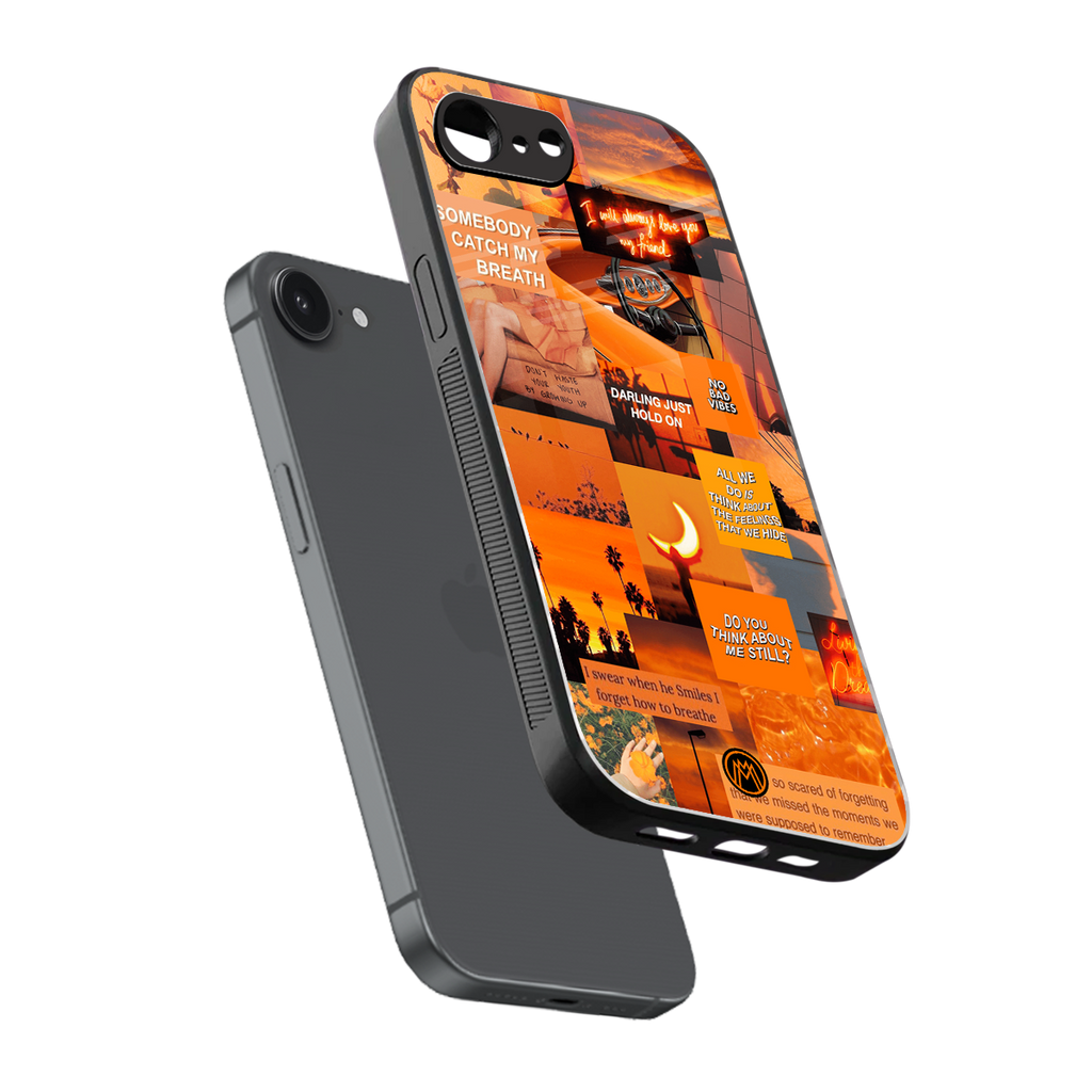 orange aesthetic back phone cover | glass case for iphone 16e