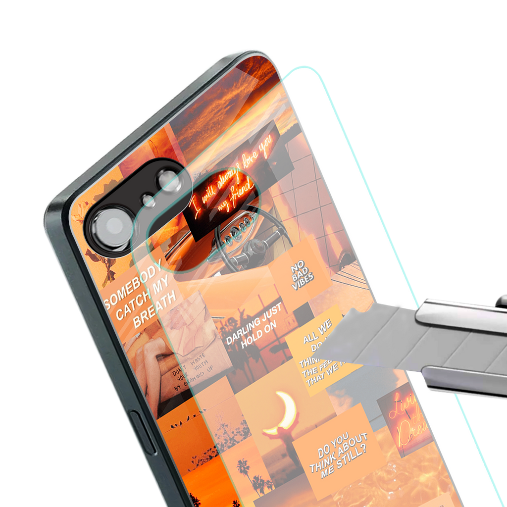 orange aesthetic back phone cover | glass case for iphone 16e