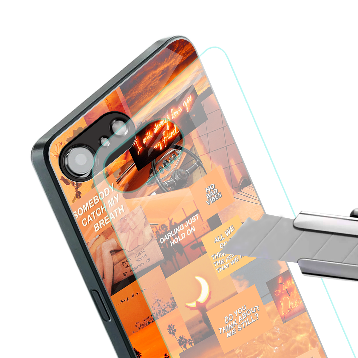 orange aesthetic back phone cover | glass case for iphone 16e