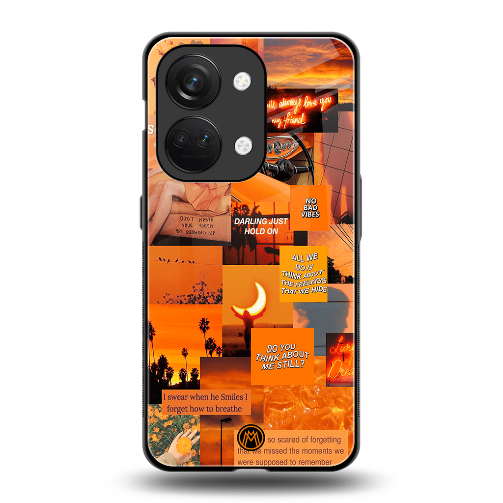 orange aesthetic back phone cover | glass case for oneplus nord 3