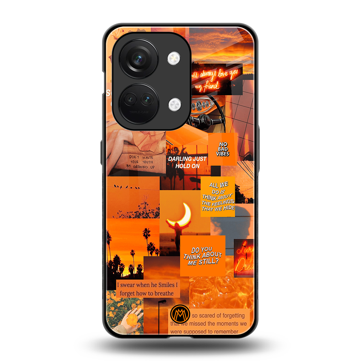 orange aesthetic back phone cover | glass case for oneplus nord 3