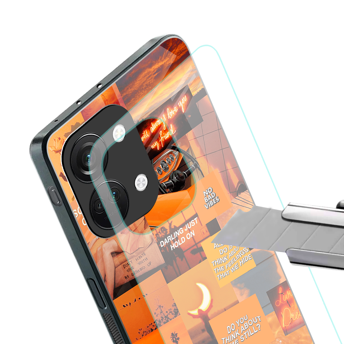 orange aesthetic back phone cover | glass case for oneplus nord 3
