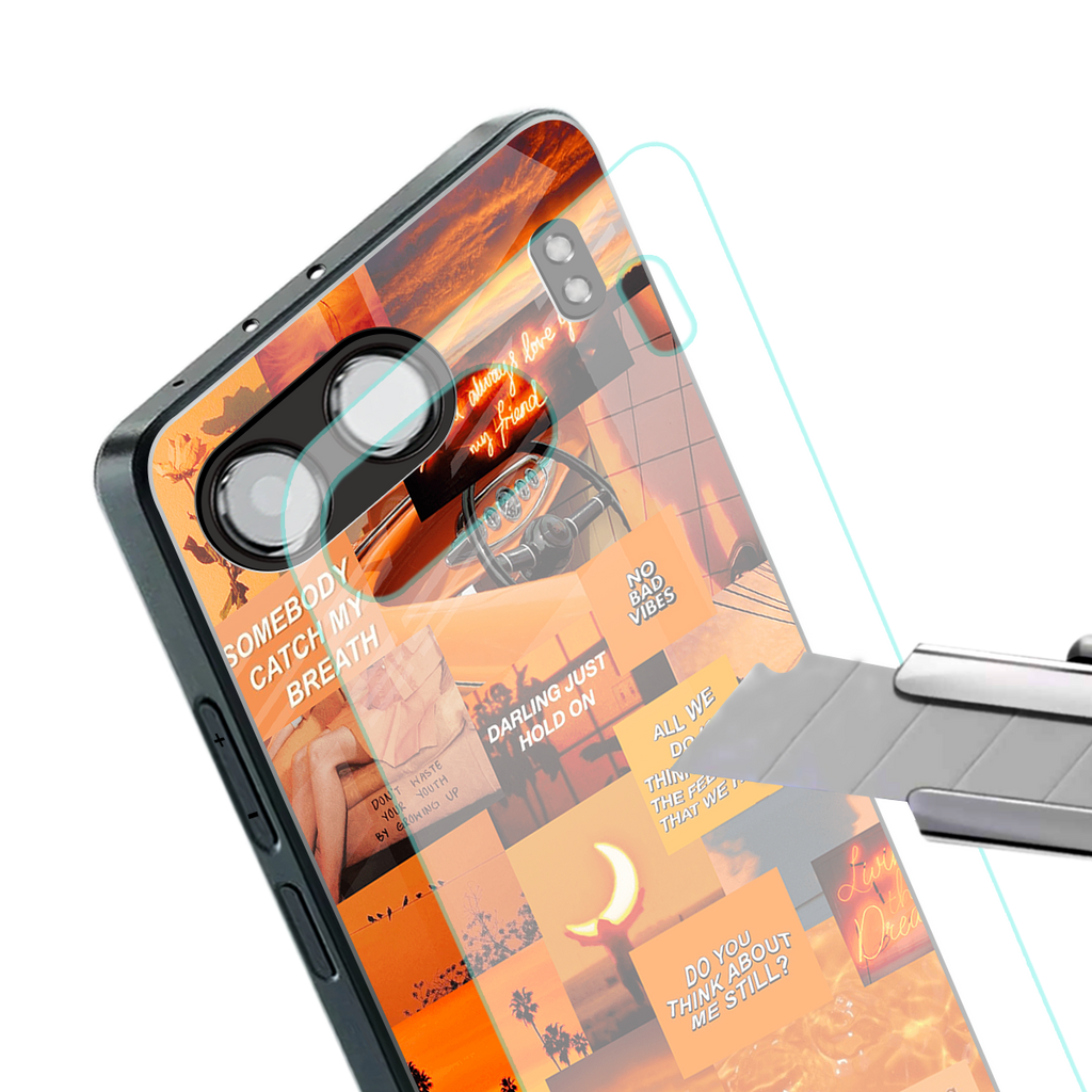 orange aesthetic back phone cover | glass case for oneplus nord 4