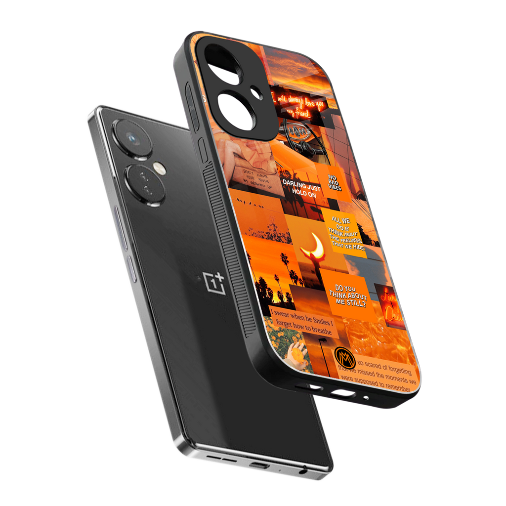 orange aesthetic back phone cover | glass case for oneplus nord ce 3