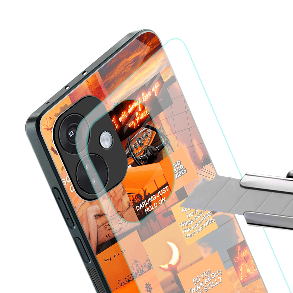 orange aesthetic back phone cover | glass case for oneplus nord ce 3