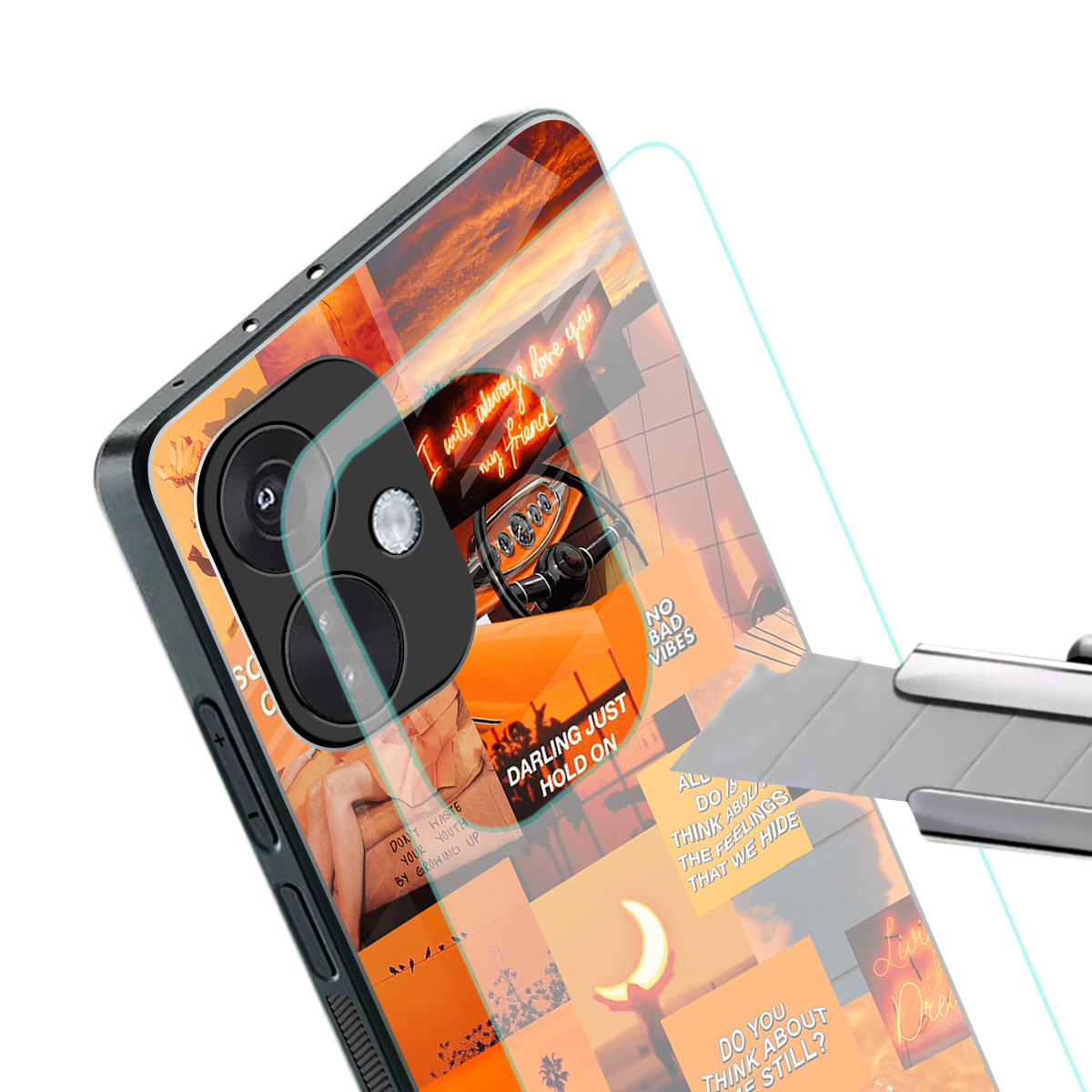 orange aesthetic back phone cover | glass case for oneplus nord ce 3