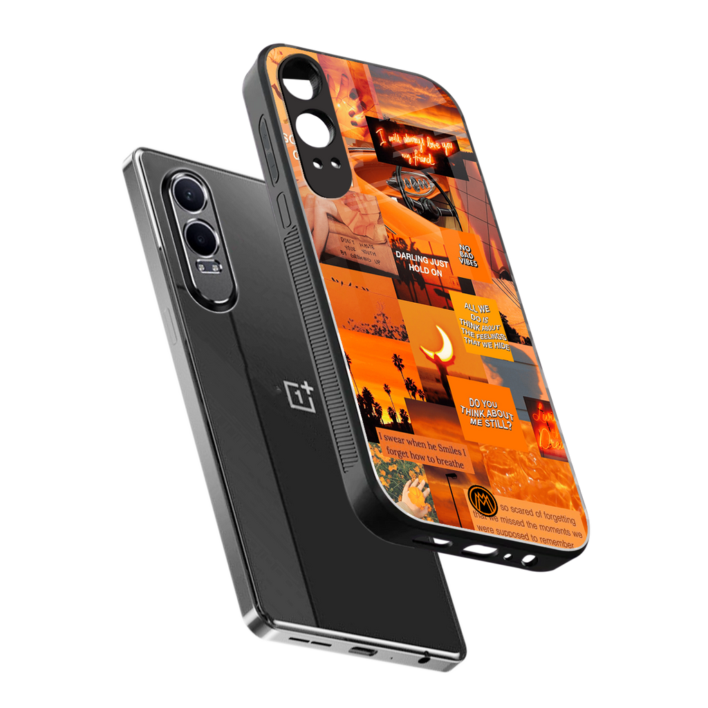 orange aesthetic back phone cover | glass case for oneplus nord ce 4 lite