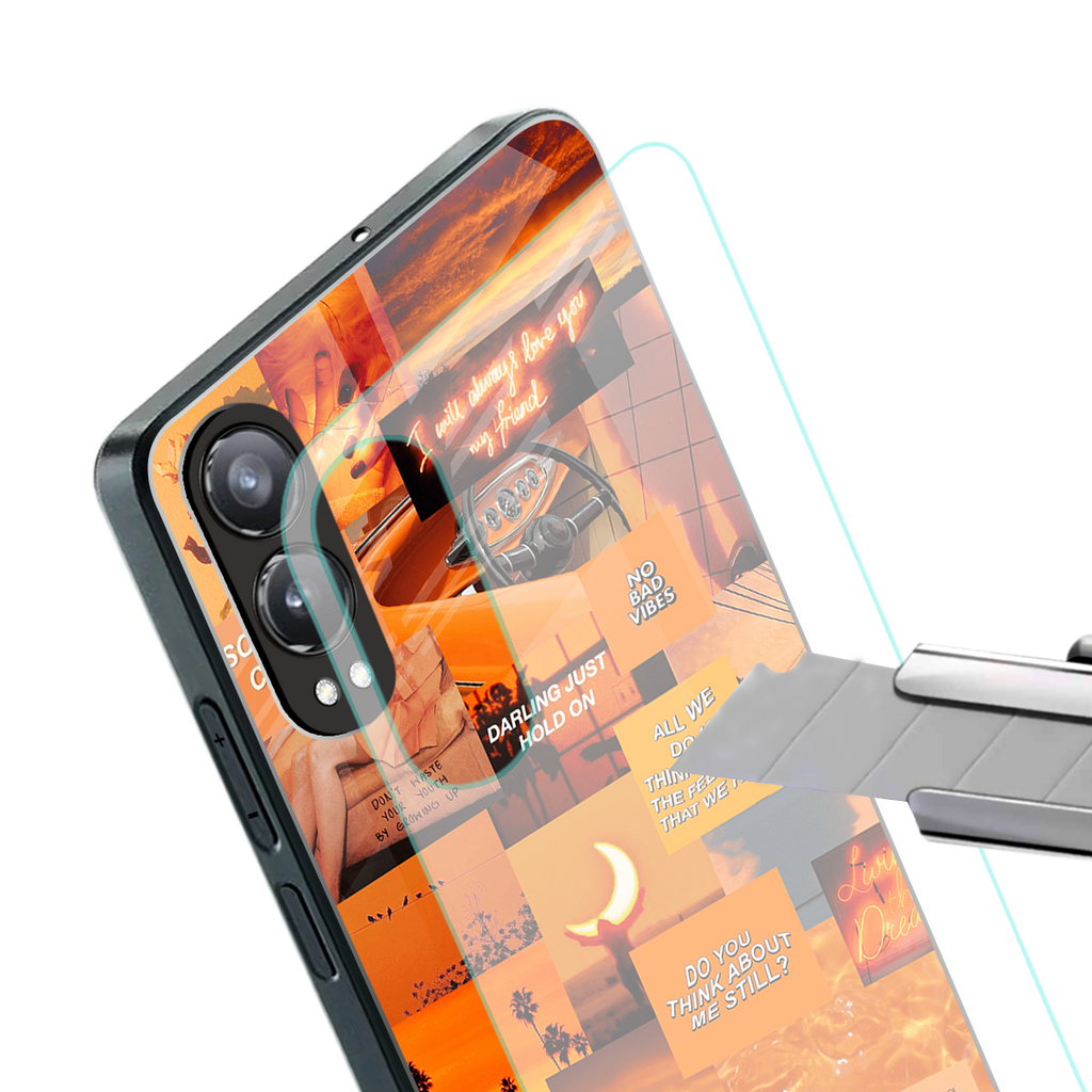 orange aesthetic back phone cover | glass case for oneplus nord ce 4 lite