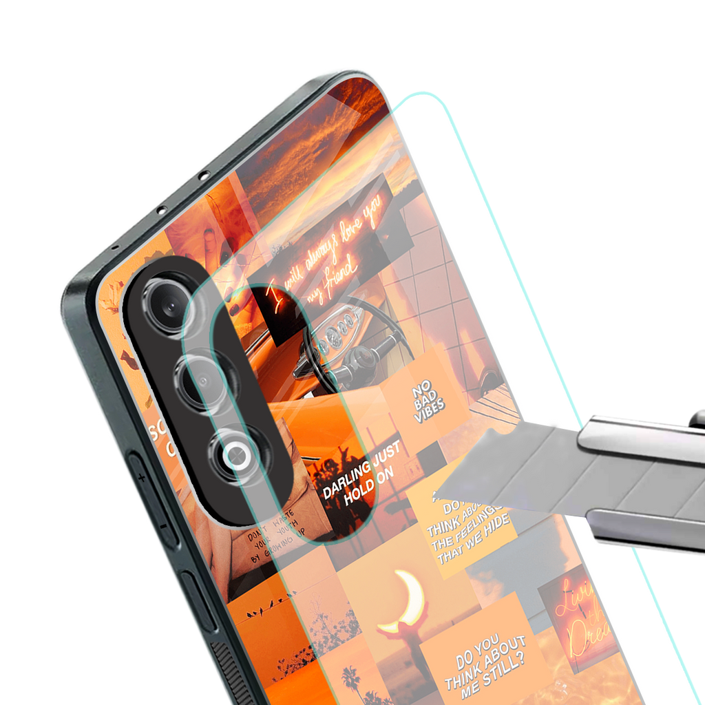 orange aesthetic back phone cover | glass case for oneplus nord ce 4