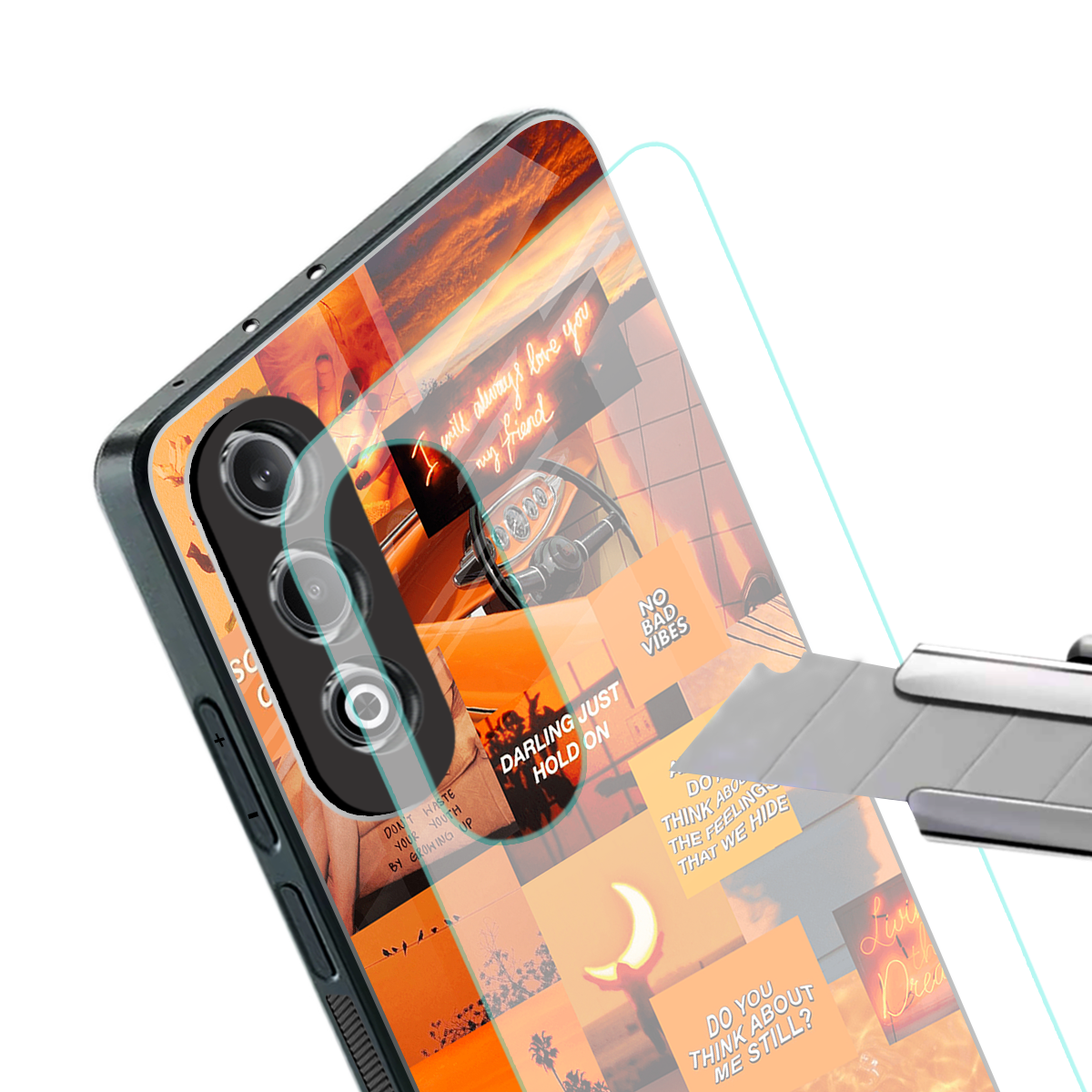 orange aesthetic back phone cover | glass case for oneplus nord ce 4