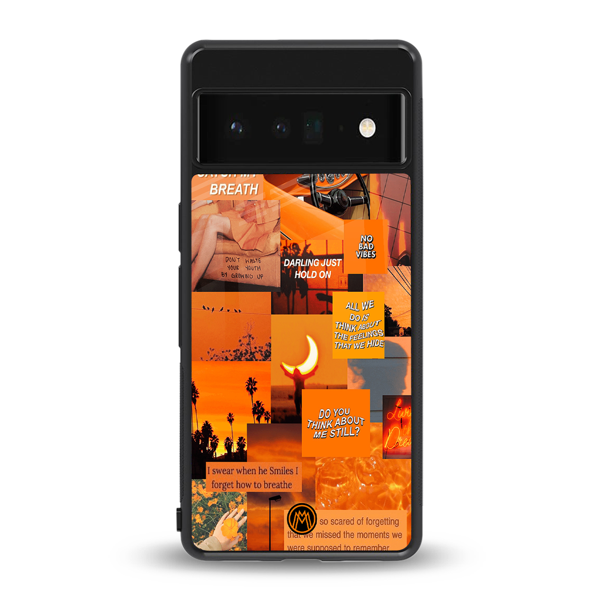orange aesthetic back phone cover | glass case for google pixel 6 pro