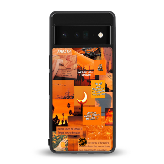 orange aesthetic back phone cover | glass case for google pixel 6 pro