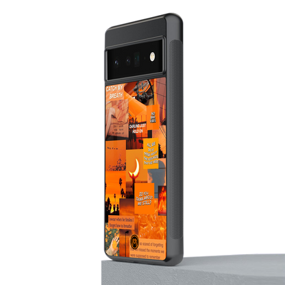 orange aesthetic back phone cover | glass case for google pixel 6 pro