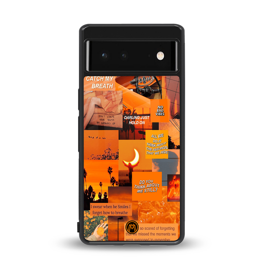 orange aesthetic back phone cover | glass case for Google Pixel 6A