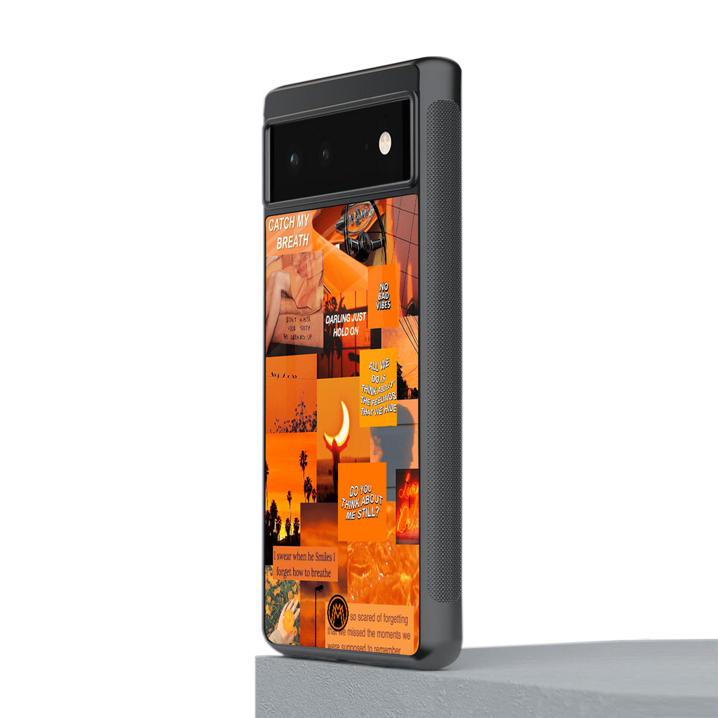 orange aesthetic back phone cover | glass case for google pixel 6