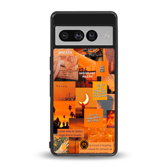 orange aesthetic back phone cover | glass case for google pixel 7 pro