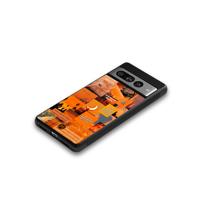 orange aesthetic back phone cover | glass case for google pixel 7 pro