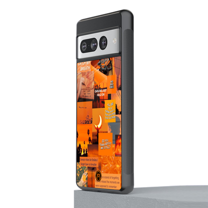 orange aesthetic back phone cover | glass case for google pixel 7 pro