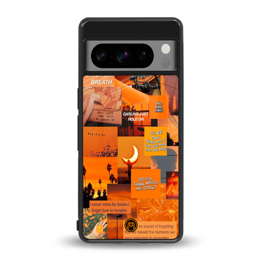 orange aesthetic back phone cover | glass case for google pixel 8 pro