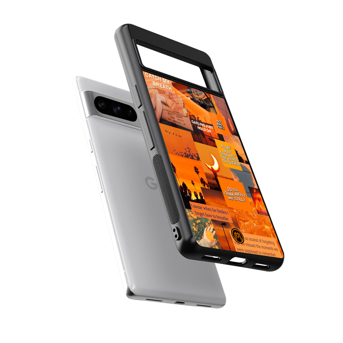 orange aesthetic back phone cover | glass case for google pixel 8 pro