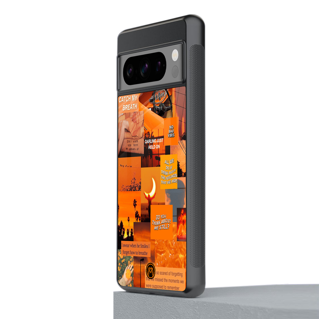 orange aesthetic back phone cover | glass case for google pixel 8 pro